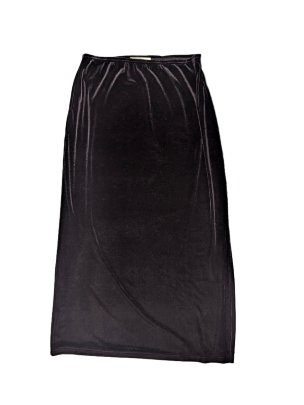 Vintage 90s Ronni Nicole Black Velvet Maxi Skirt Side Slit High Waist Large